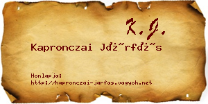 Kapronczai Járfás névjegykártya